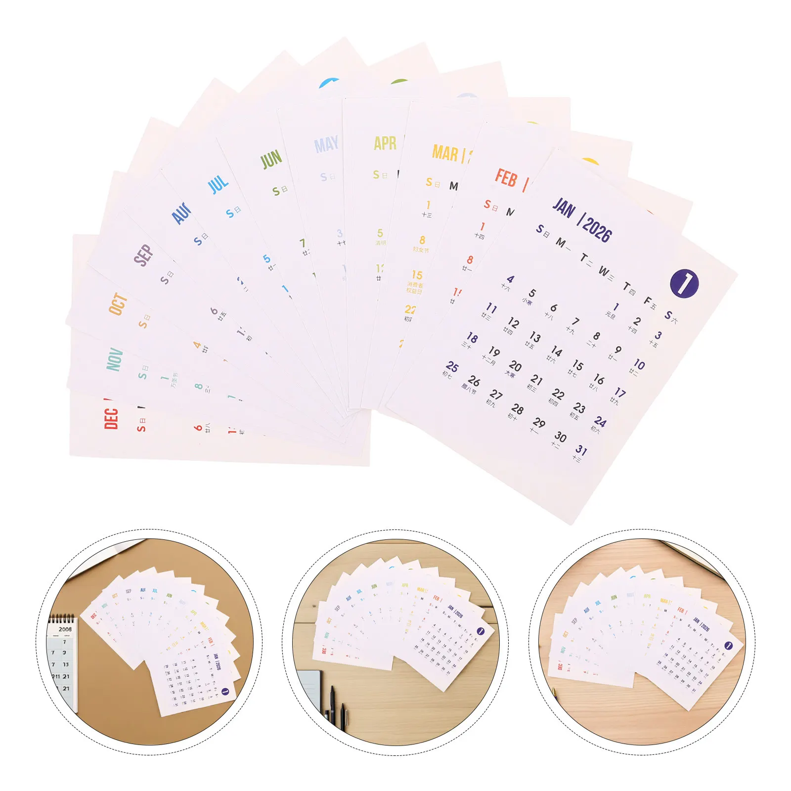 

1Set Monthly Calendar Sticker 2026 Full Year Planner Label Sheet for Journaling DIY Scrapbooking Display Wall Office Academic