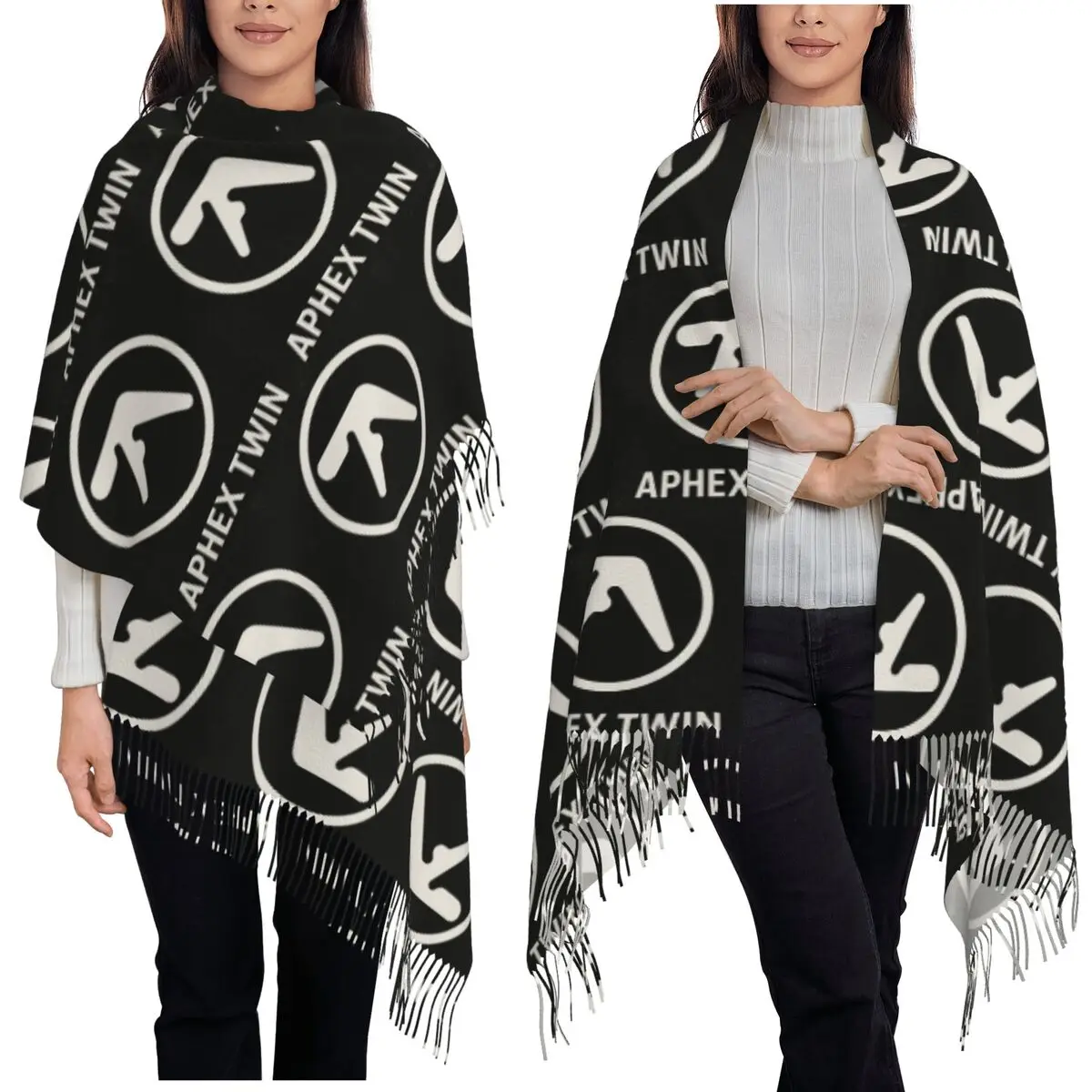

Aphex двойной шарф, шарфы с кисточками для женщин, мягкие теплые шали и накидки, длинная осенне-зимняя шаль