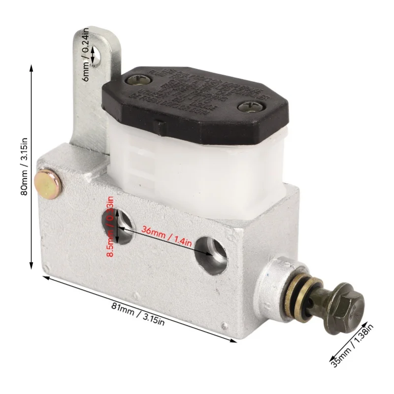 Hauptbremszylinderpumpe Metallkonstruktion Einfache Installation 12.8 für Go Kart ATV UTV