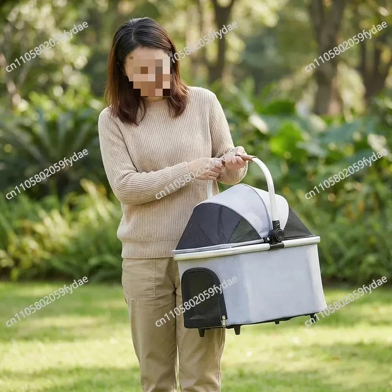 Small and medium sized dog motorcycle pet cart retractable luxury foldable dog cart cat dog cart cross-border
