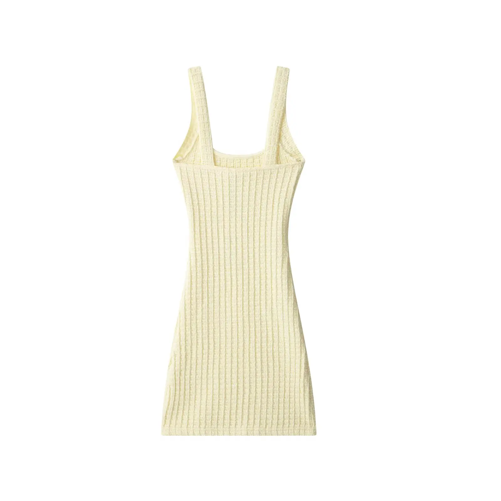 Vestido Curto E de Malha F com Faixa Elástica, Decote ara que Caia, Botões Decorativos, Casual, Primavera Ve...