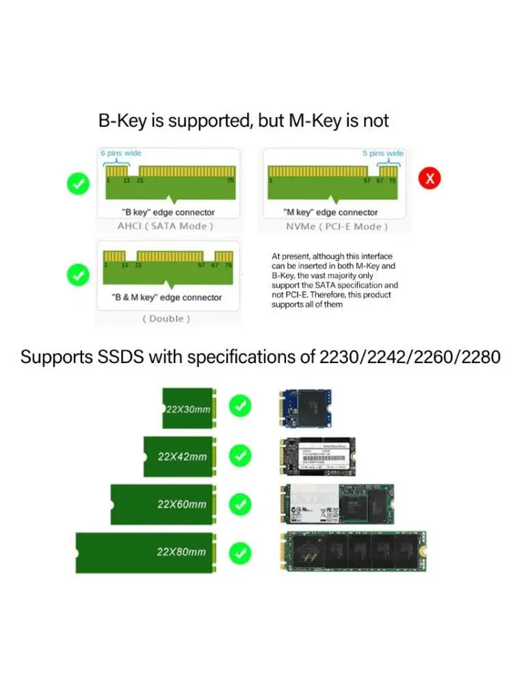 

Жесткий диск 652F M.2 B для поддержки преобразователя жесткого диска 2230 2242 2260 2280