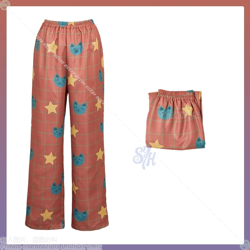 رومي Kpop شيطان أنيمي تأثيري بيجامة السراويل للأطفال الكرتون ريترو ستايل برتقالي أزرق القط ستار نمط Kawaii طفولي زي Ha