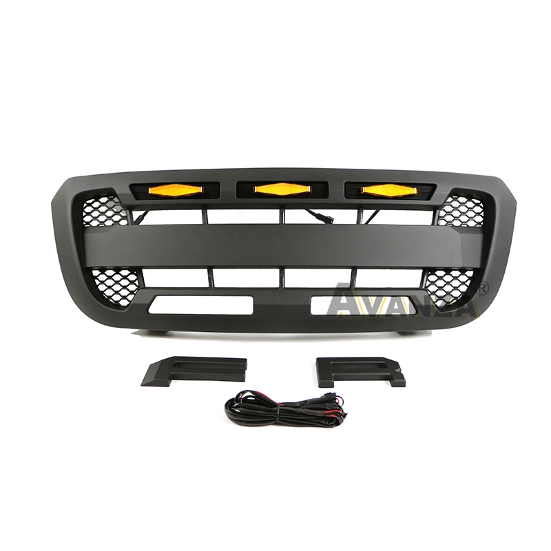 Front Grille With Light Matte Black Auto Parts Racing Grill Fits For 2004-2011Ford Ranger