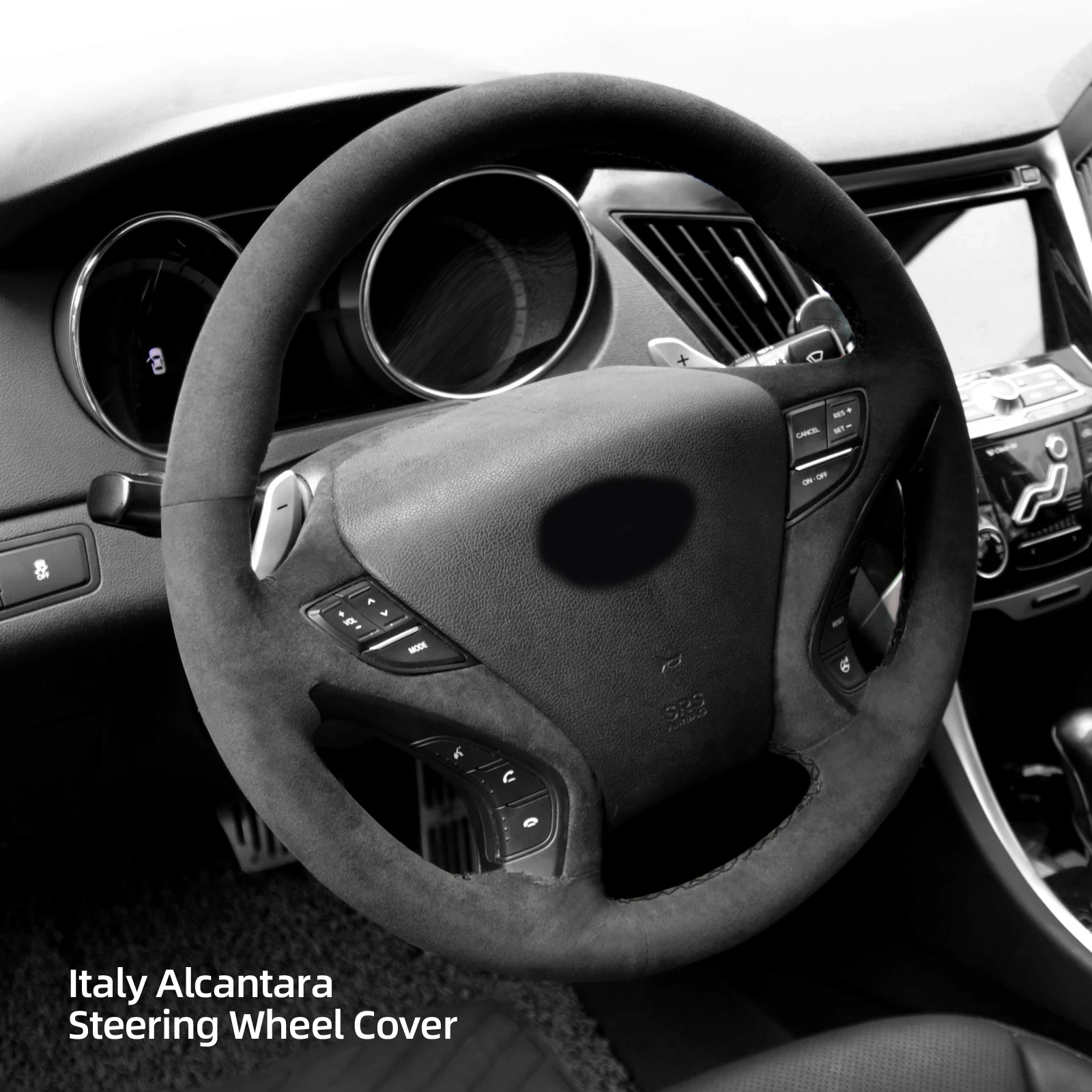 Alfanxi Hand Stitch Alcantara Steering Wheel Cover Compatible with Hyundai Elantra 3 Elantra Sport Elantra  GT 2013-2017