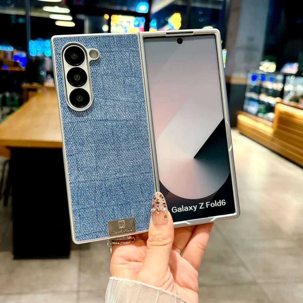 Высококачественный деловой кожаный чехол с серебряной каймой для Samsung Galaxy Z Fold 7, 6, 5, 4, 3, противоударный защитный чехол