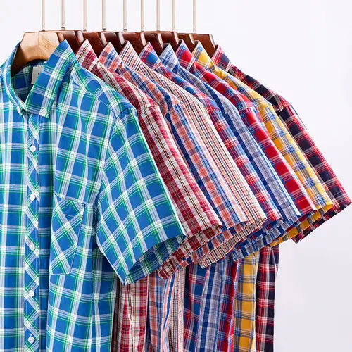 Plus Size 9XL 100% Cotton Thin Summer Short Sleeve Shirts for Men Slim Fit Formal Casual Plain Shirt Soft Plaid Hawaiian Clothes - Image 6