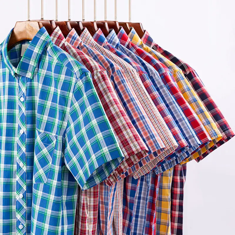 Plus Size 9XL 100% Cotton Thin Summer Short Sleeve Shirts for Men Slim Fit Formal Casual Plain Shirt Soft Plaid Hawaiian Clothes - Image 6