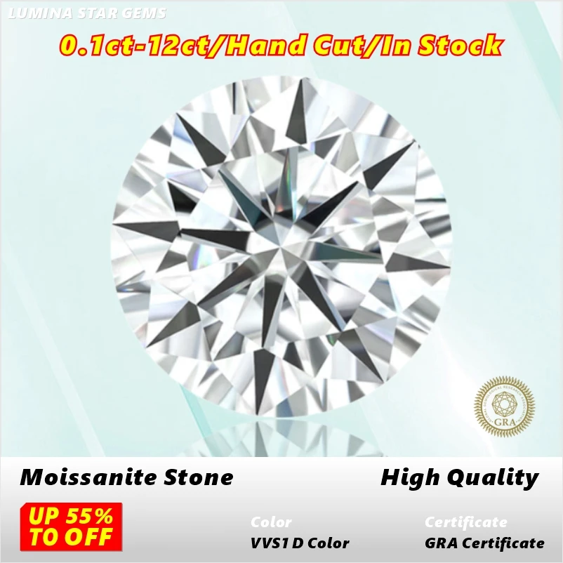 Moissbnite Stone Loose Wholesale Size 3.0mm~15.0mm D Color VVS1 H&b Cut Diamond Alternative Moissbnite for Engagement Rings
