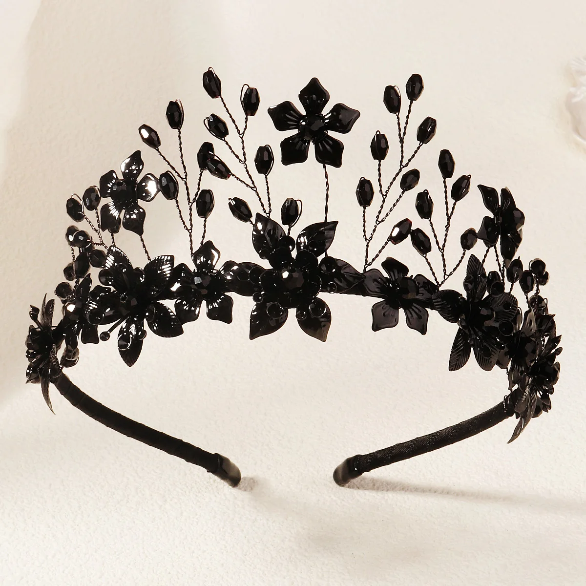 New Black Diablo Halloween Crystal Tiara Witch Headband Hair Accessories Fashion Party Jewelry Crown For Women