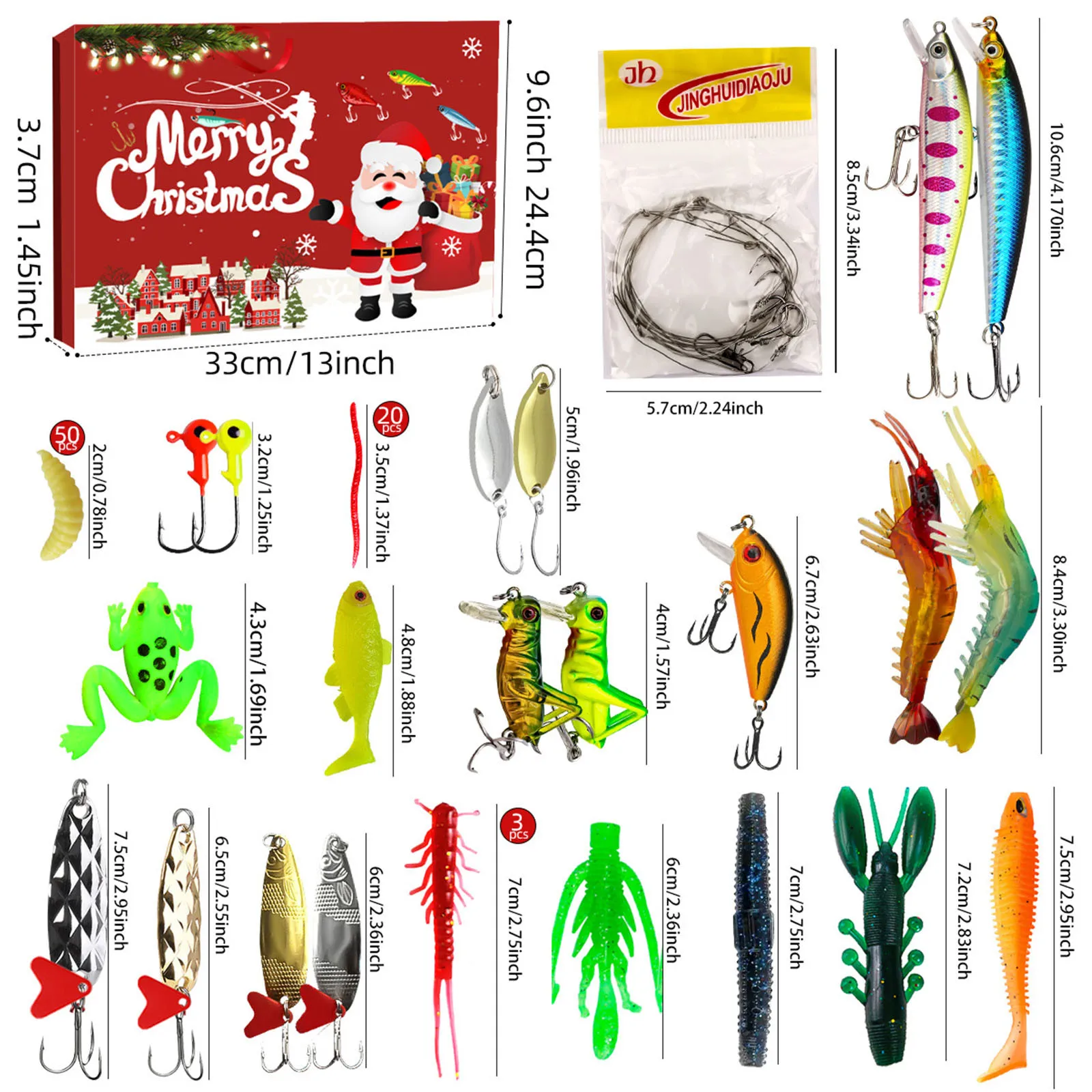 

24pcs Advent Calendar Fishing Countdown Fishing Tackle Advent Calendar For Fish Adult Men Teen Boys 2024 Surprise Gift 2025