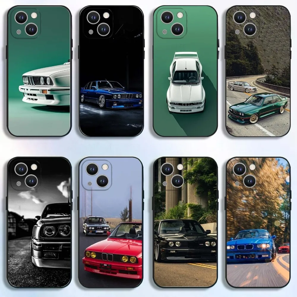 

Car for B- Bmwes-S E30 Phone Case For iPhone 16,15,14,13,12,11 Plus,Pro Max,XS,X,XR,SE,Mini,8,7,Soft Silicone Black Cover