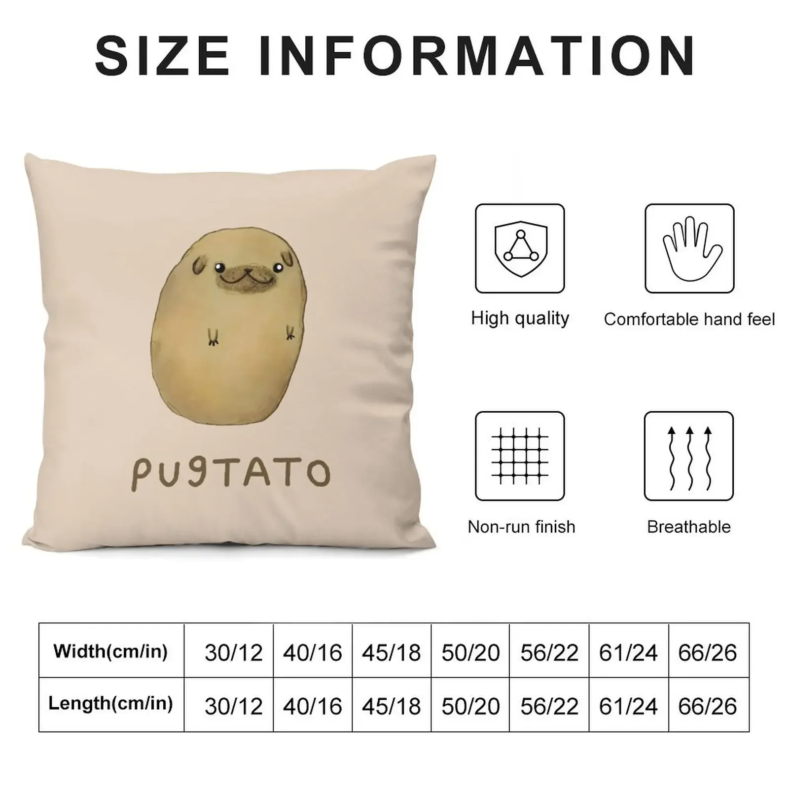 Pugtato Throw Pillow Decorative pillowcase Decorative Sofa Cushions pillow