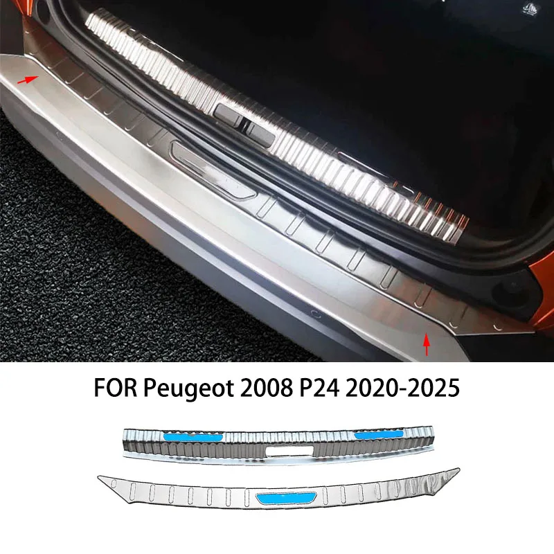 

Car accessories FIT FOR Peugeot 2008 P24 2020-2025 chrome Trunk outside inside Bumper Protector cover sill guard Trim