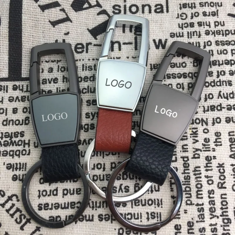 Llavero con logotipo personalizado de regalo a la moda, llavero de coche con grabado láser en blanco, llaveros publicitarios personalizados para colgar en la cintura para hombre