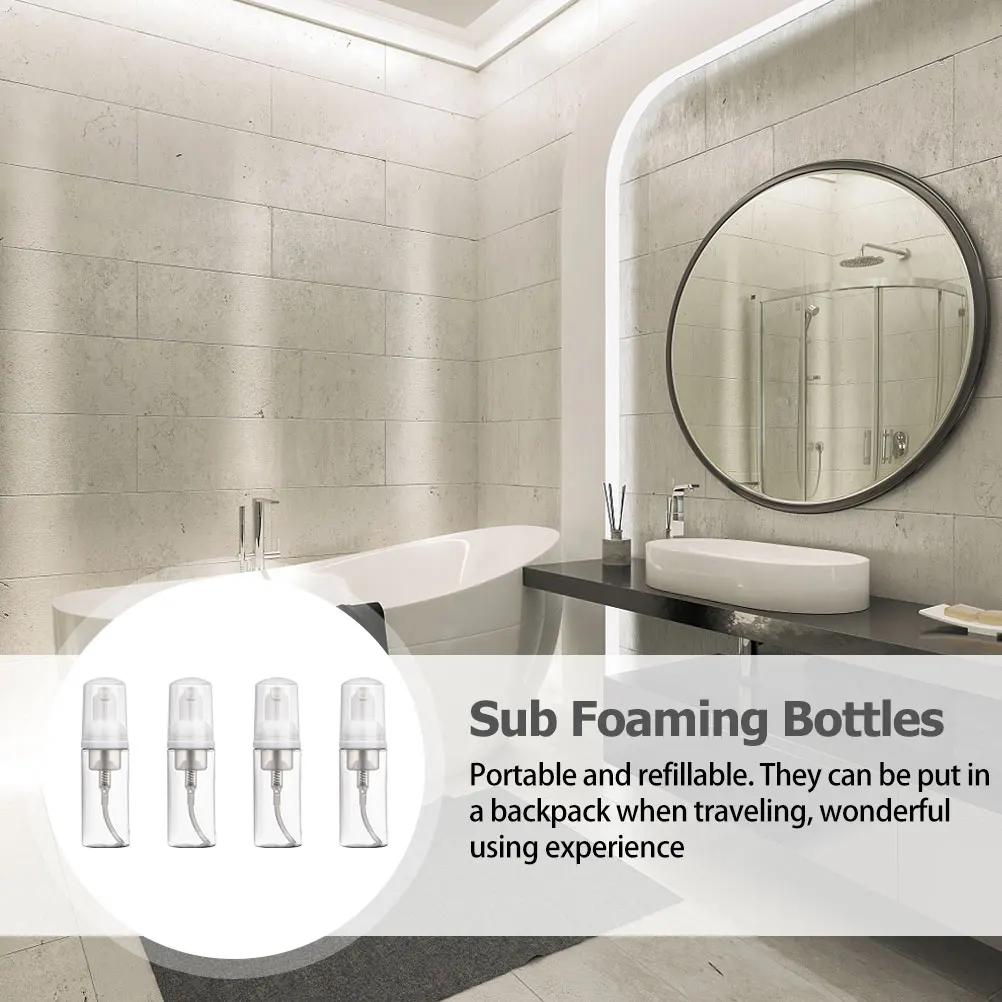 

4 Pcs Refillable ABS Bottles Sturdy Reusable Travel Size Portable Shampoo Foaming Hand Soap for Travel