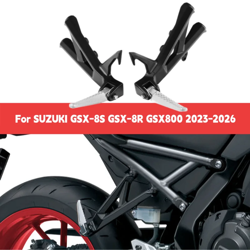 For SUZUKI GSX-8S GSX-8R GSX800 2023-2026 Rear Passenger Footpeg Mount Bracket Pillion Footrest Replacement Kit 2024 2025