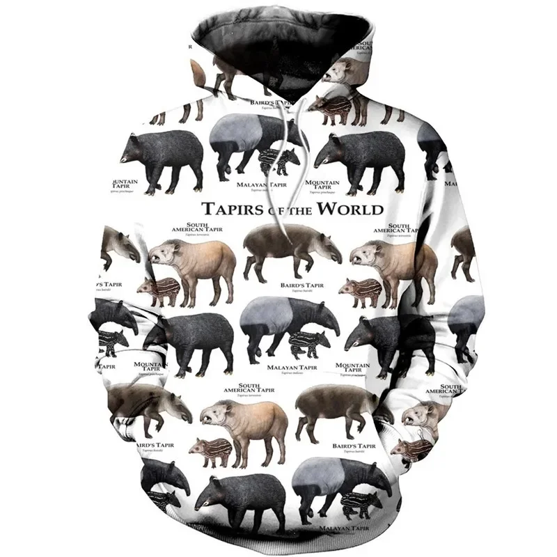 Fashion autumn and winter hoodie animal tapir 3D fully printed zipper hoodie men and women Harajuku casual street sweatshirt