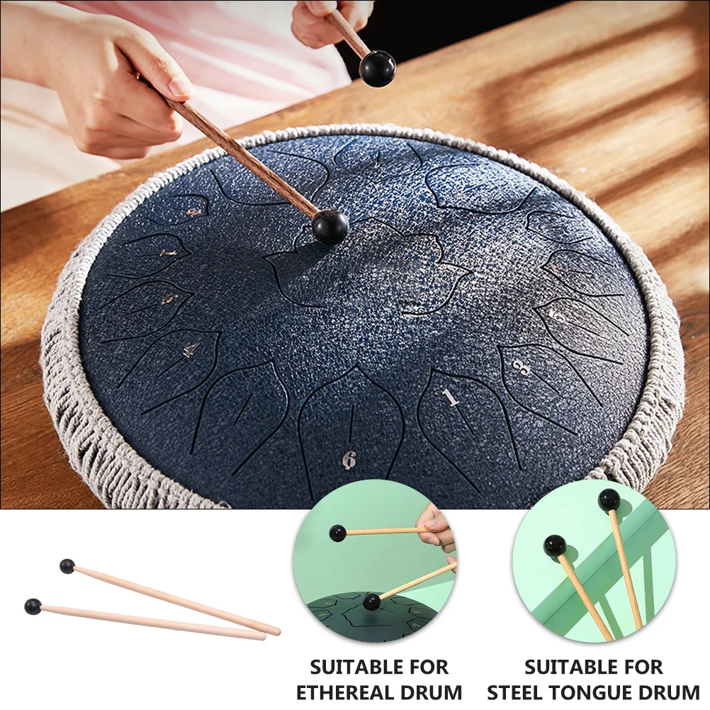 

2 Pcs Wooden Ethereal Drumsticks Mallets Percussion Soft Musical Instruments Steel Tongue Xylophone Rubber