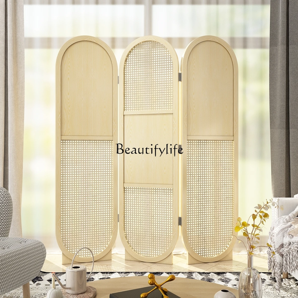 

3Nordic simple modern rattan screen living room home entrance partition entrance