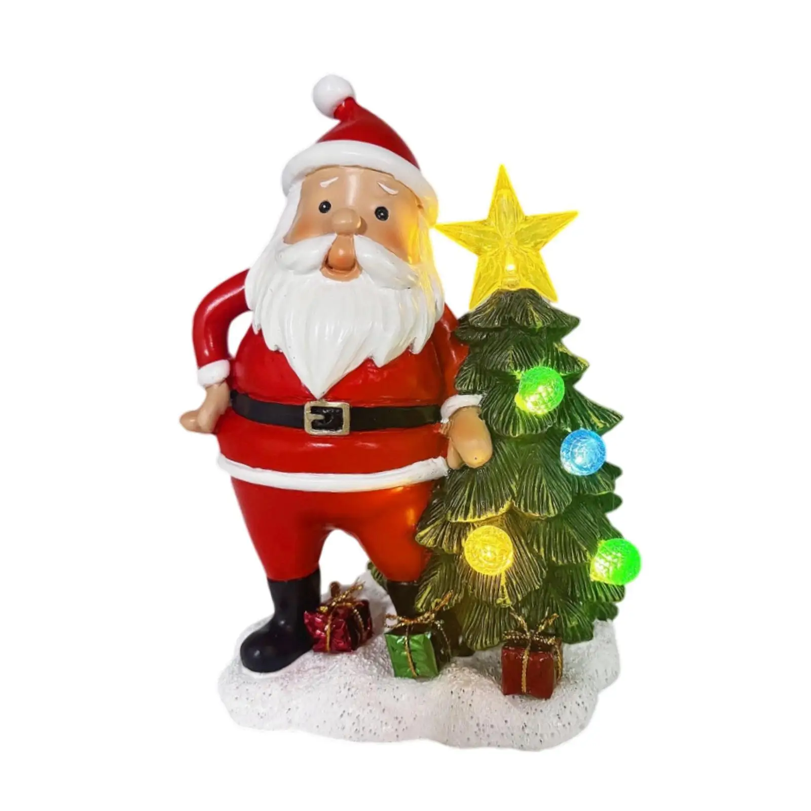 Solar Christmas Tree Lights Statue Lawn Yard Bookshelf Santa Claus Sculpture