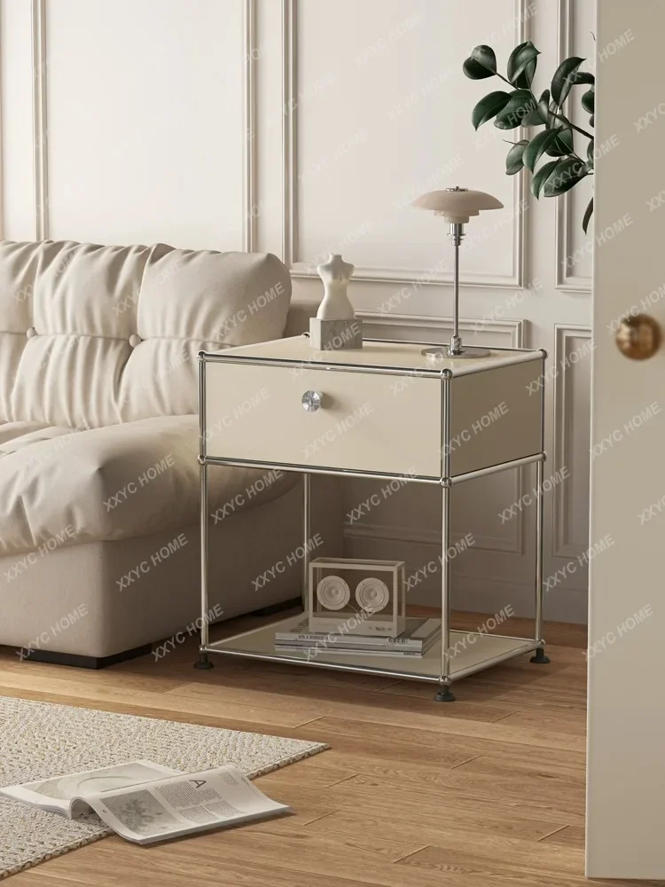 Stainless Steel Mid-Ancient Bedside Table USM Bedroom Modern Simple Shelf Ins Module Storage