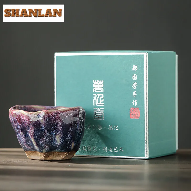 Creative Kiln Change Flowing Light Purple Tea Cup Red Stove Spot Snow Master Cup.personal Tea Bowl Chazhan Kung Fu Teaware Gifts