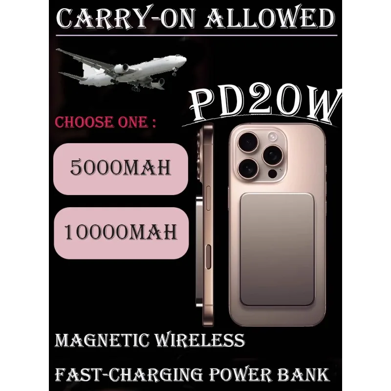 

3C-Certified Magnetic Wireless Fast-Charging Power Bank, Compatible for Apple (iPhone 8-17) for Xiaomi Devices