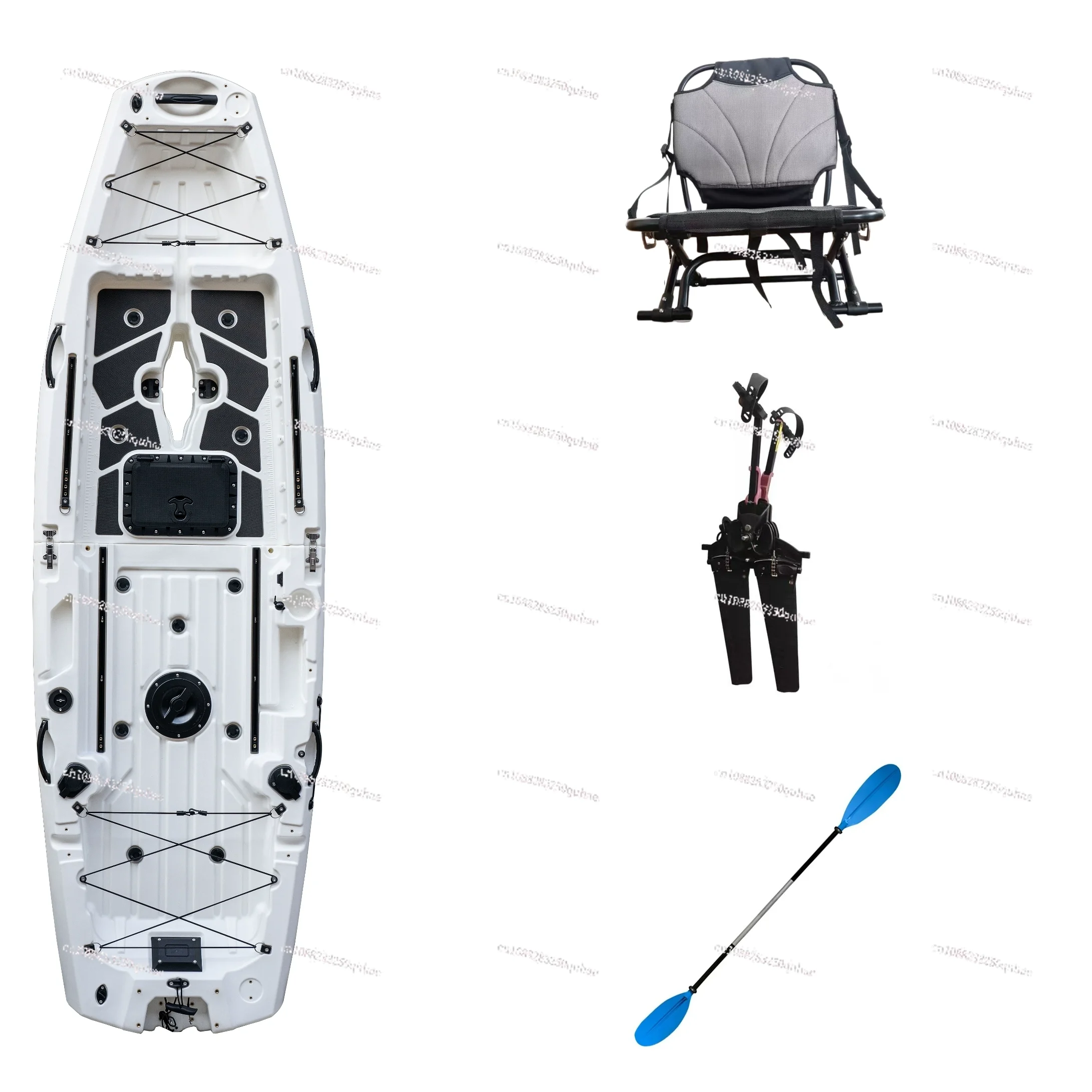 with Propeller Pedal Drive and Chair Canoe 290cm for 1 Person,2 Sectional Modular Kayak 9.5ft Folding Plastic Boats Fishing,