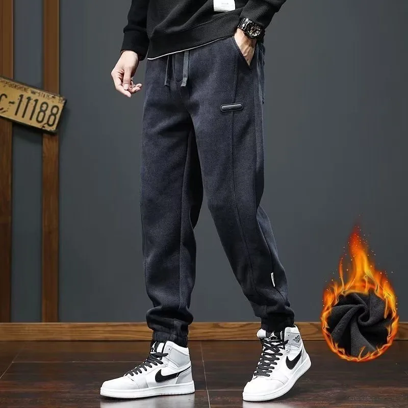 

Мужские повседневные брюки больших размеров, осенне-зимние вельветовые брюки, свободные брюки-харлан, прямые брюки с эластичной резинкой на талии, повседневные деловые брюки
