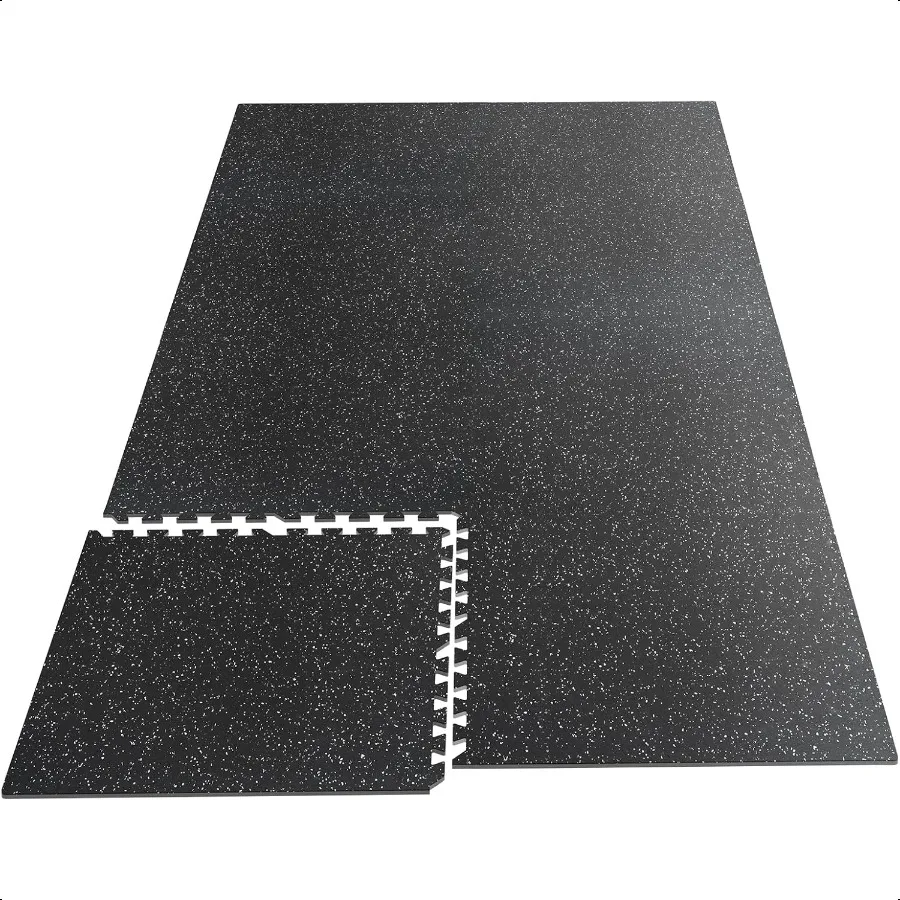 0.56인치 두께 12개 48평방피트 운동기구 매트 고밀도 고무 상단 EVA 폼 인터로킹 매트 24x24인치 타일 헤비듀티