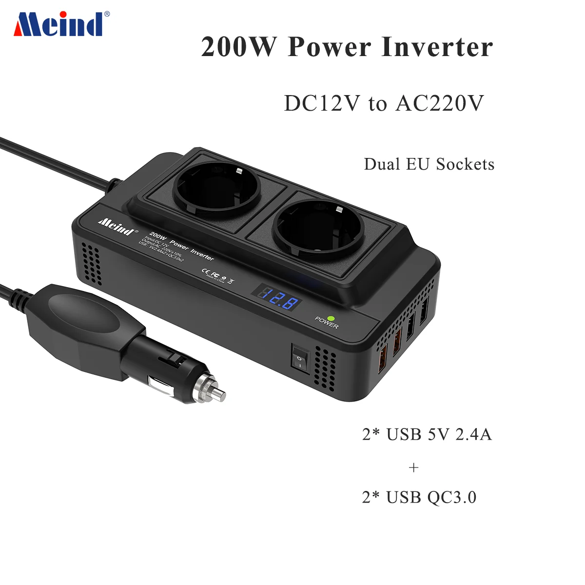 Highly recommend Meind 200w car inverter 12v to 220v power inverter for car