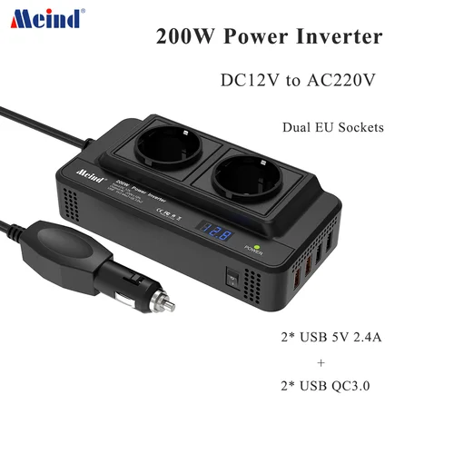 Altamente recomendado Meind 200w inversor de coche 12v a 220v inversor de corriente para coche