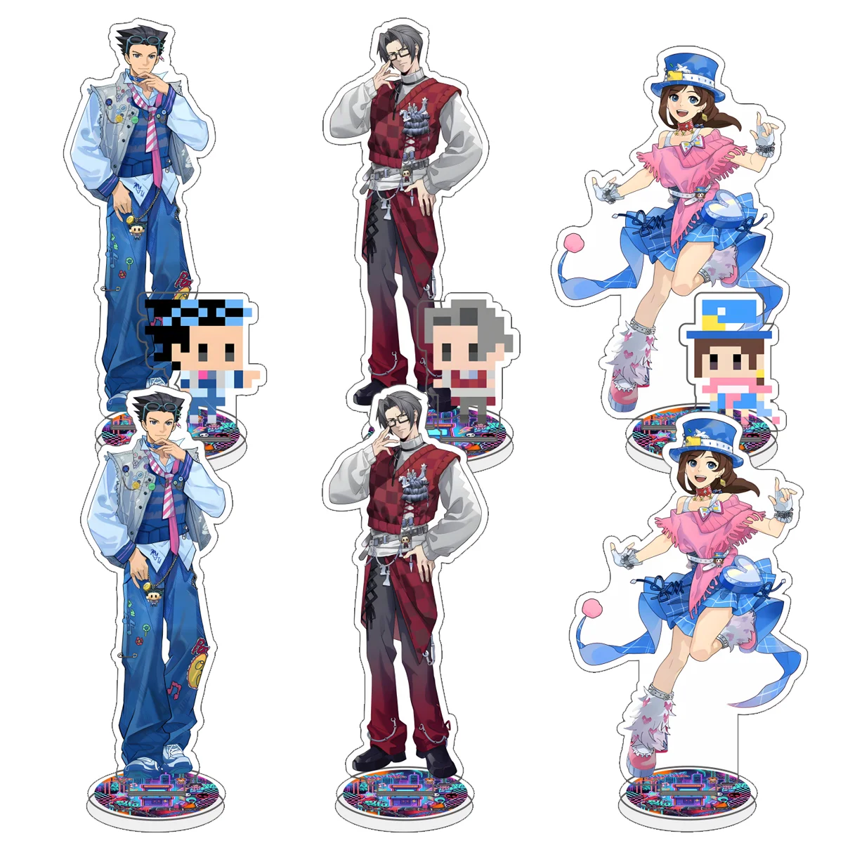 Figura de Acrílico de Anime Ace Attorney Phoenix Wright Miles Edgeworth Maya Mei para Cosplay, Soporte para Tarjetas, Llavero, Decoración de Escritorio, Regalo