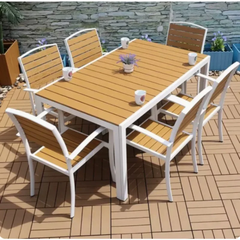 150cm outdoor tables and chairs, courtyard bars, restaurants, waterproof wooden dining tables, outdoor balconies, leisure garden