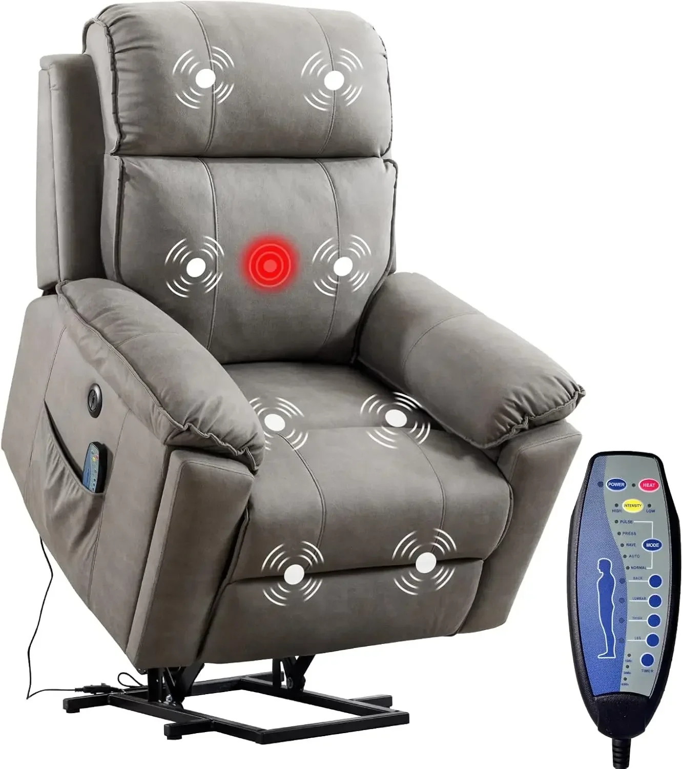 Large Power Lift Chair with Massage and Heat for Elderly Recliner, Brown