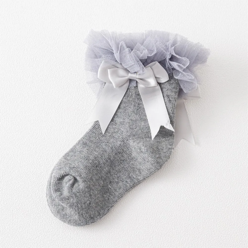 

Kids Tutu Socks Short Girls Baby Socks Silk Ribbon Bowknot Lace Ruffle Cotton Socks Girl Lace Bowk Photography Props