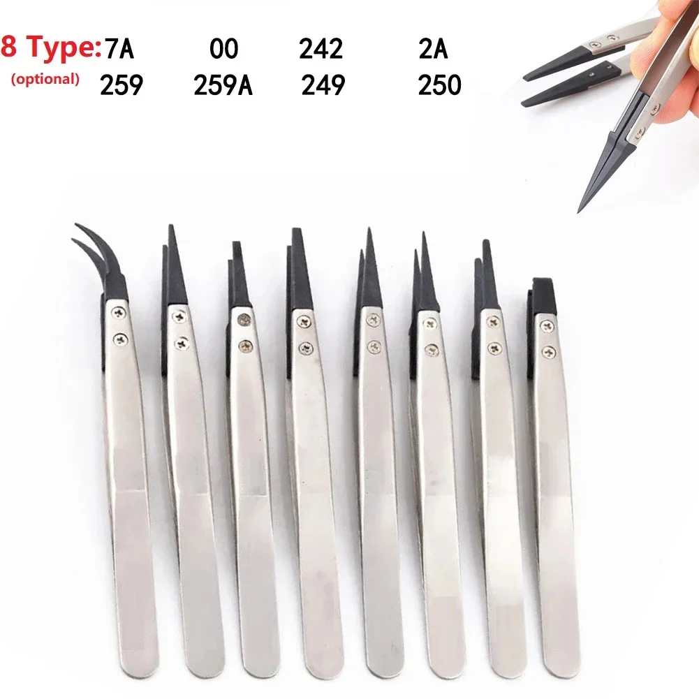 Stainless Steel Craft Tweezers with Replaceable Tip High Strength Anti Static Non Magnetic Acid Base Protection