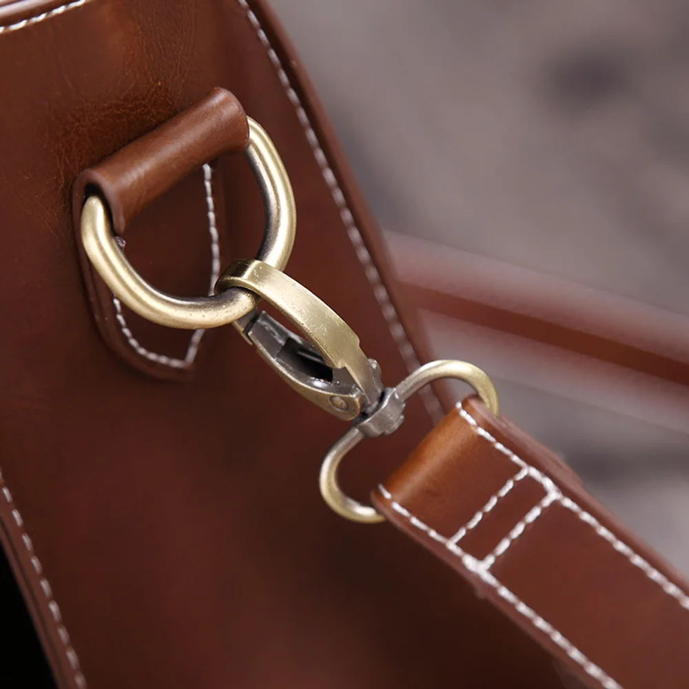 حقيبة New Business Crazy Horse Pu، حقيبة كتف كروس للرجال، حقيبة يد أفقية شبه الشكل للرجال #4