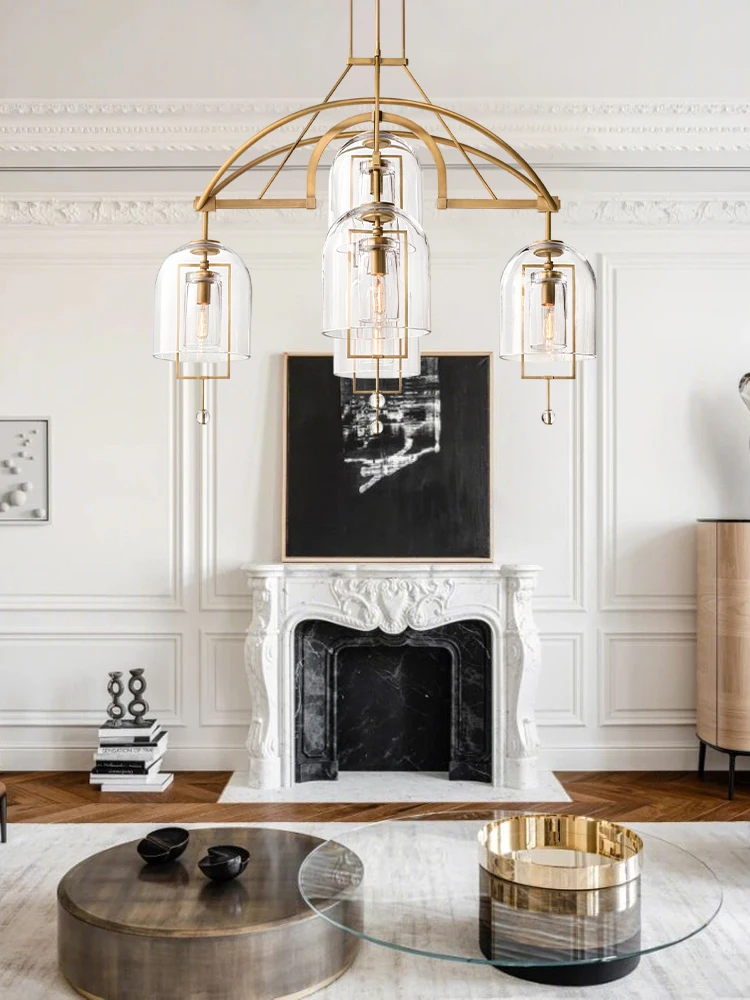 

American Brass Black Dimmable E14 LED 2025 Chandelier Lighting Hanging Lamps Lustre Suspension Luminaire Lampen For Living Room