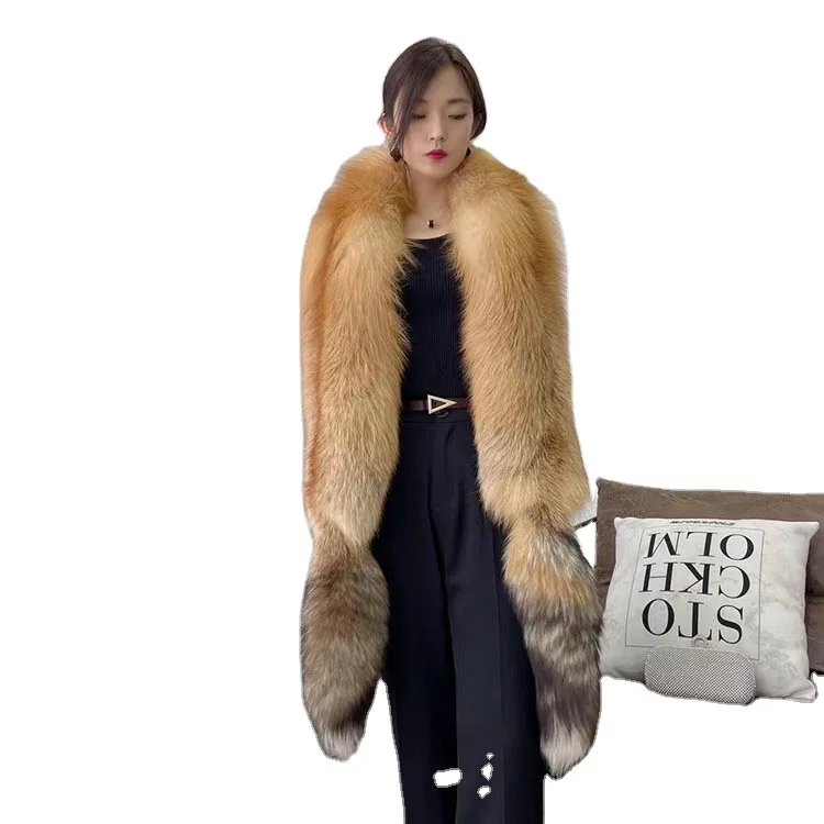 Whole Fox Skin Stole with Tails Luxury Winter Fashion