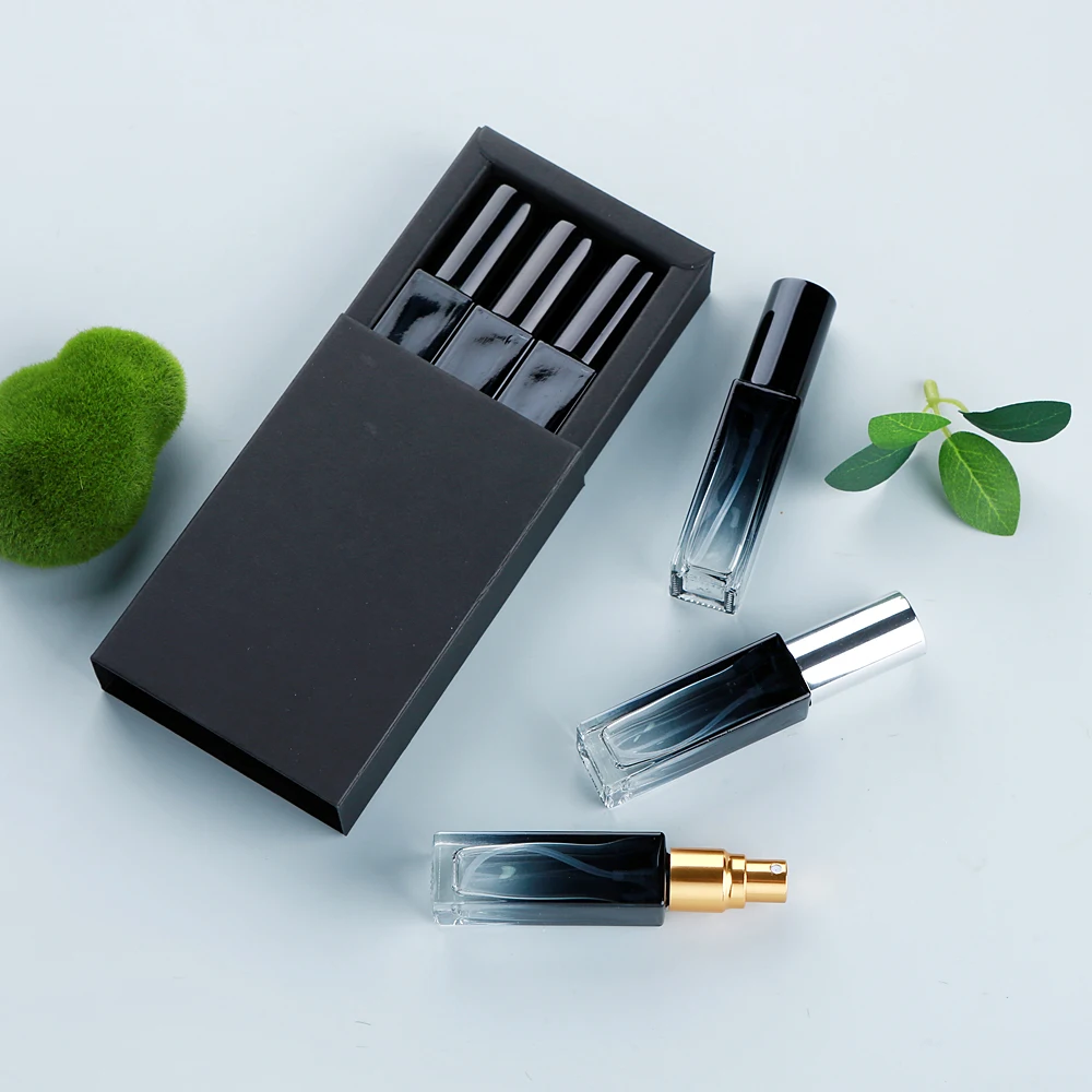 10ml Perfume Bottle 1 Box of 3 Bottles Gradient Thick Glass Perfume Bottle Perfume Atomizer Exquisite Packaging Box Gift