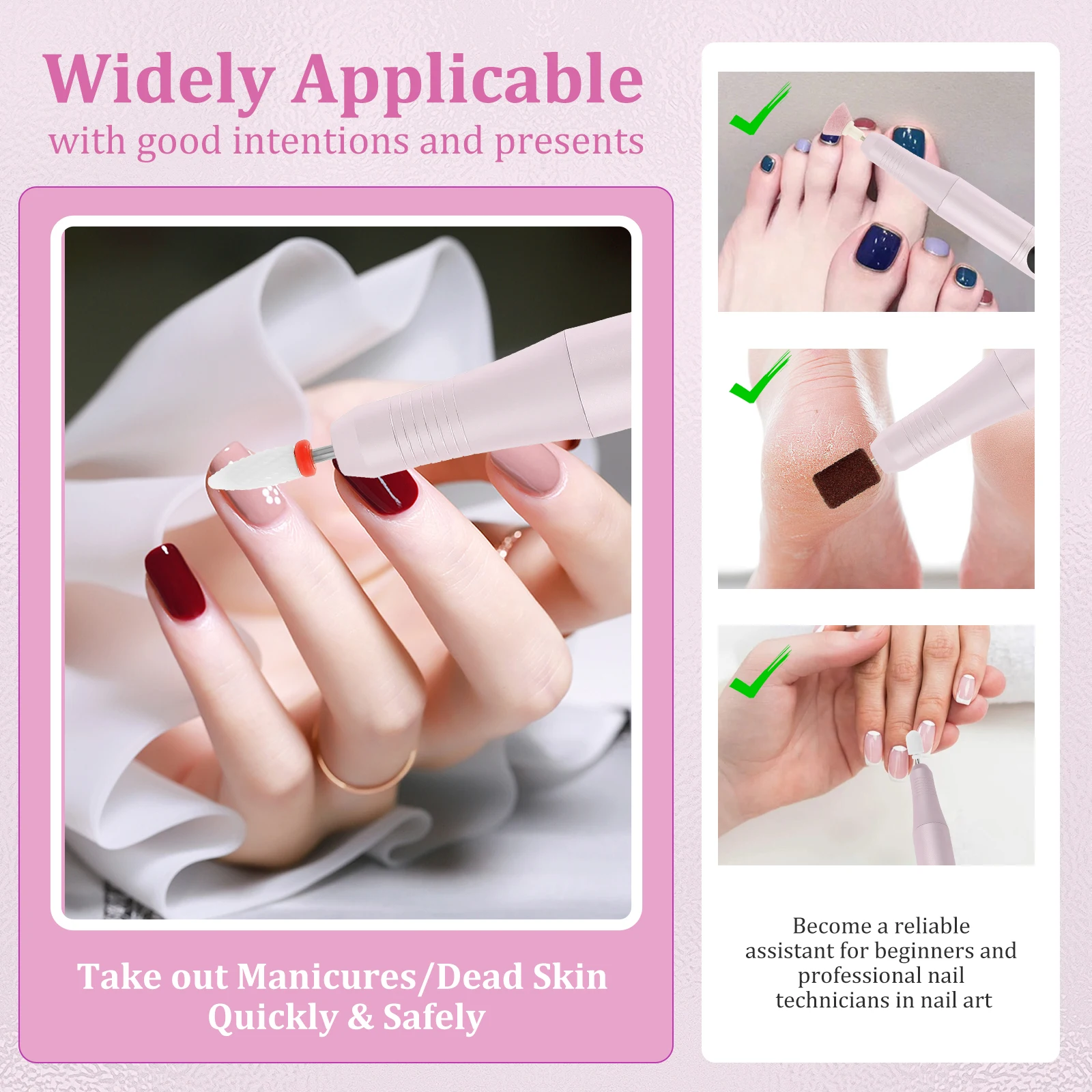 آلة حفر الأظافر الكهربائية القابلة لإعادة الشحن المهنية 35000 دورة في الدقيقة ملف ساندر الأظافر لأداة تلميع تقشير صالون الأظافر #4