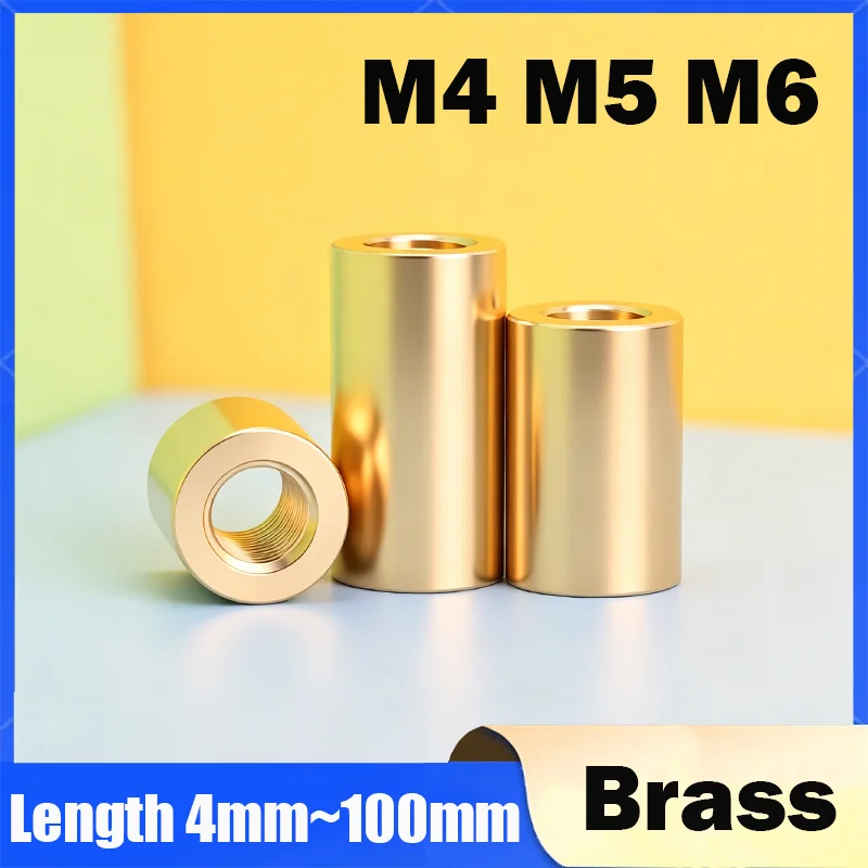 1/2/5Pcs Brass Extend Long Lengthen Round Coupling Nut M4 M5 M6 Sleeve Tubular Nuts Joint Sleeve Nut Length 4mm~100mm
