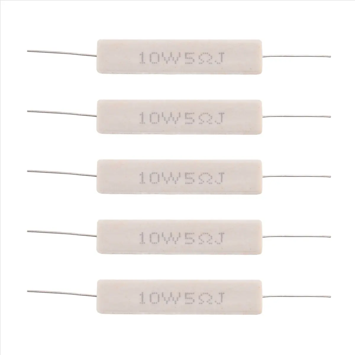 A003 5pcs Wirewound Ceramic Cement Resistor 5 Ohm 10W Watt 5%