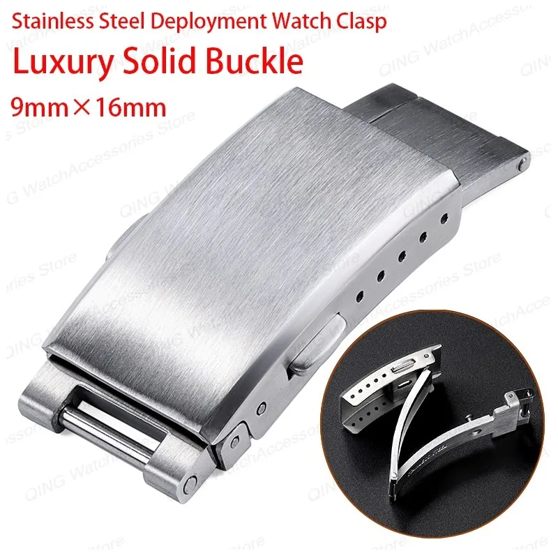 Luxury Solid Folding Watch Buckle High-Grade Stainless Steel Deployment Watch Clasps Metal Watch Strap Buttons Band Accessories