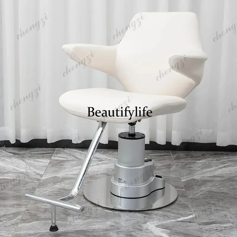 F181   Nordic Design Accent Barber Chairs Minimalist Modern Rolling Ergonomics Barber Chair Dinning Table Salon Furniture