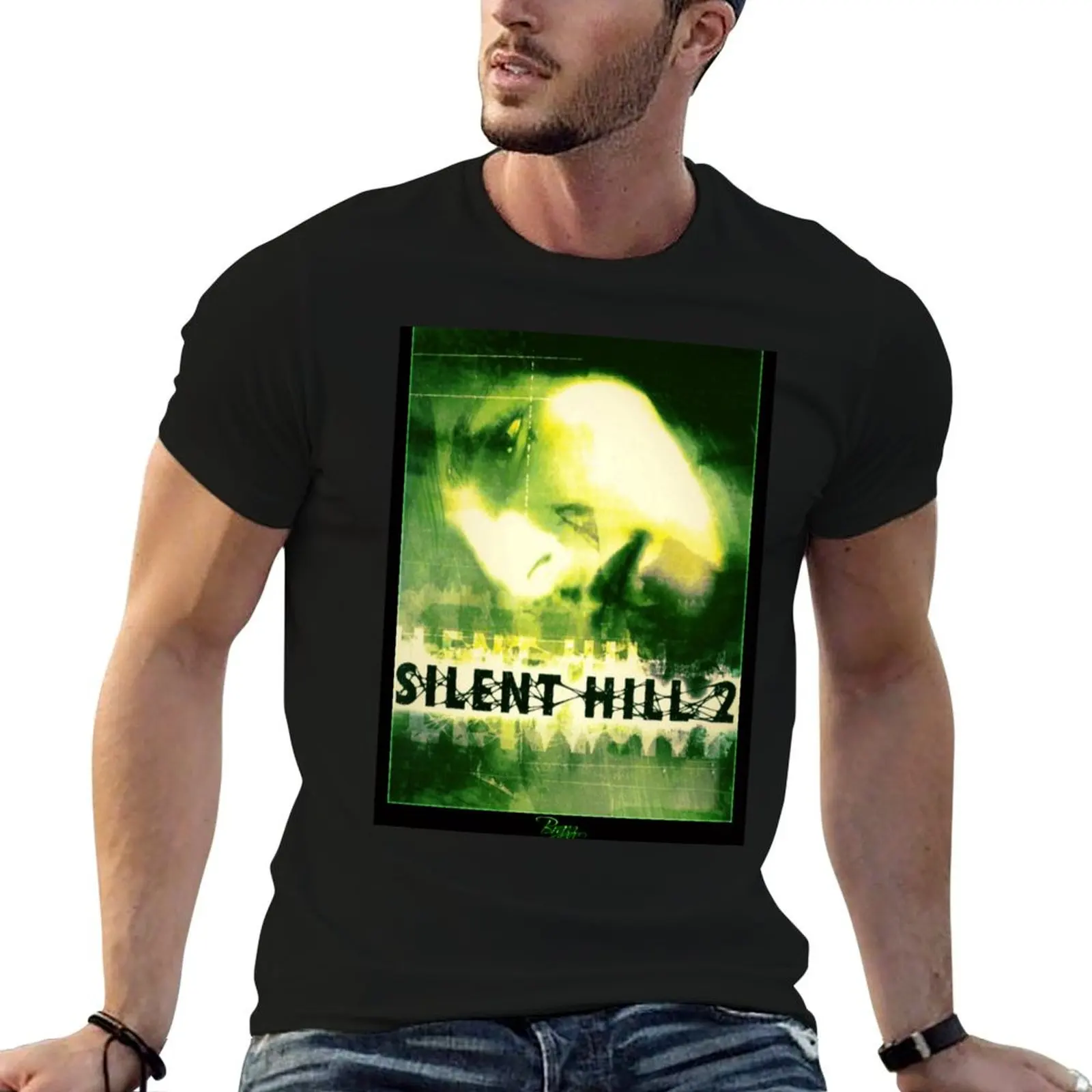 Camiseta Silent Hill 2 - Ps2 Original Box Art (cubierta verde) (neón) para hombre, camiseta 100 por ciento algodón, camiseta de verano para hombre