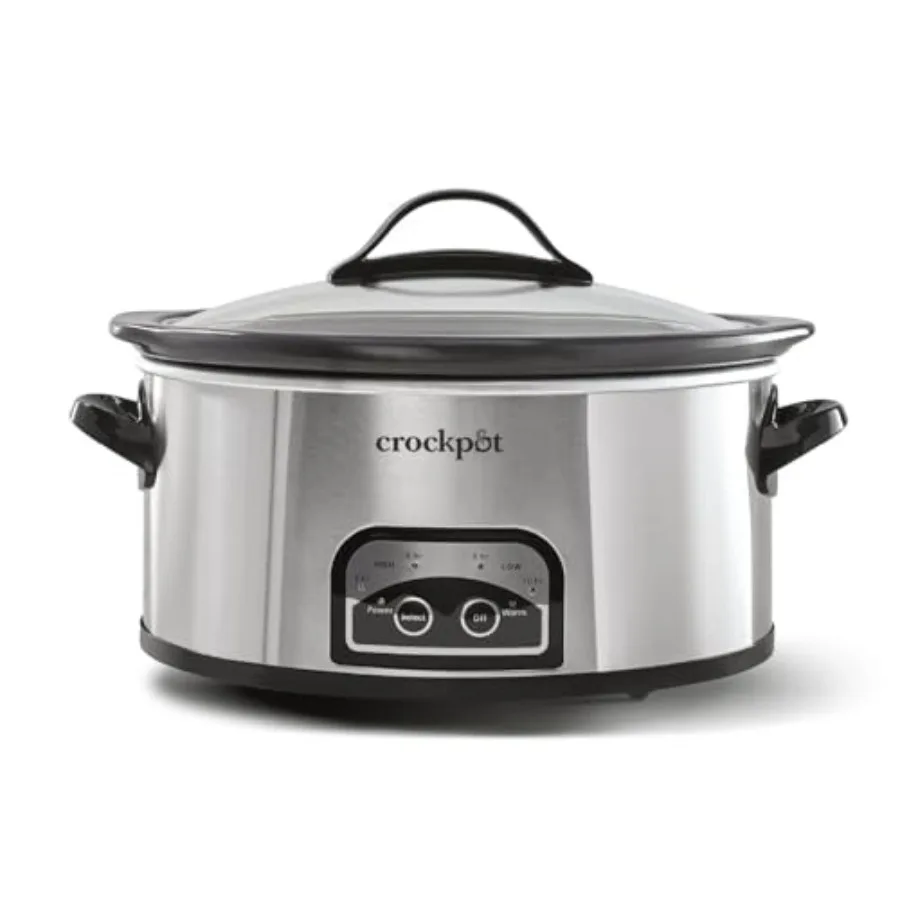 

6 Quart Programmable Slow Cooker with Timer and Auto Food Warmer Setting Stainless Steel