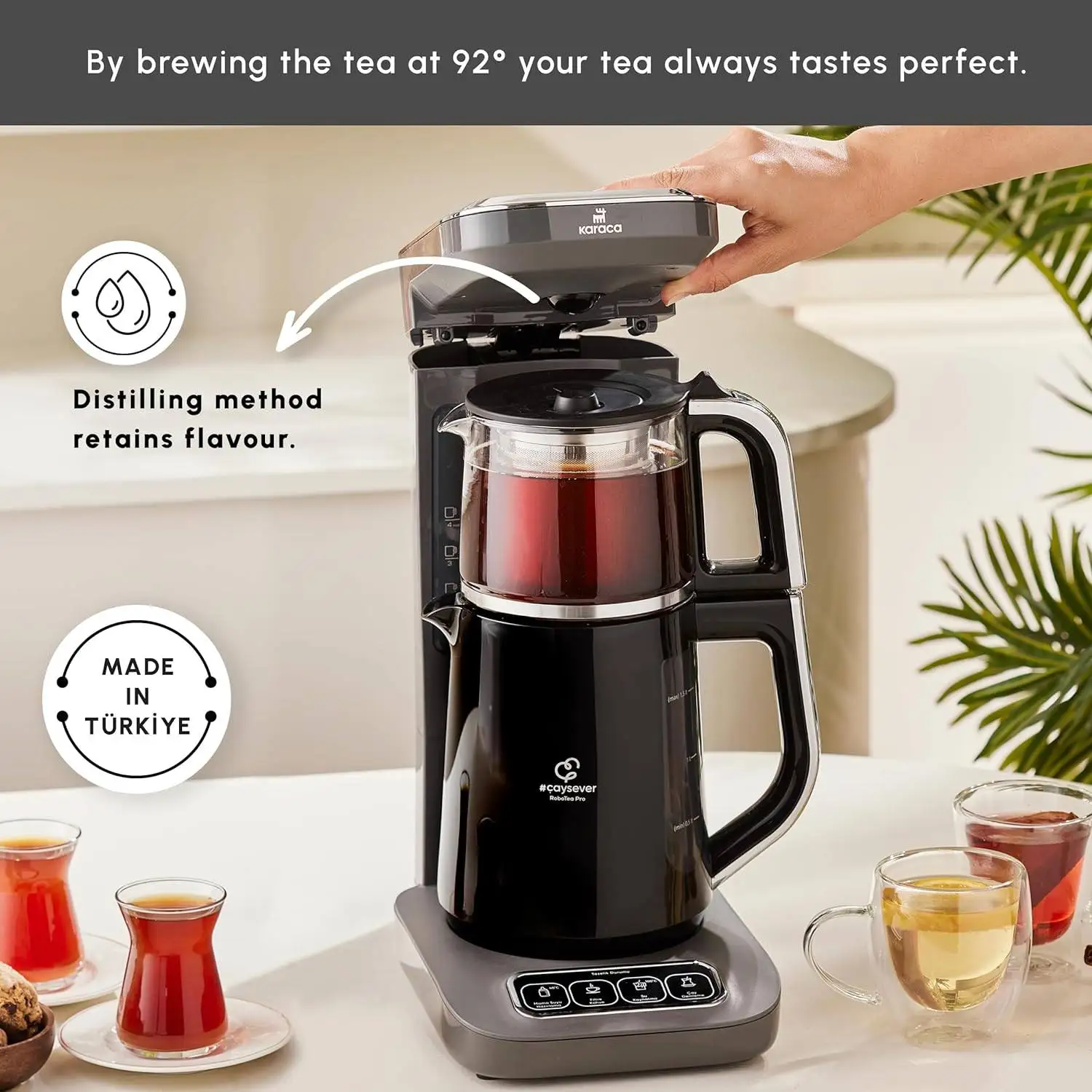 UK Imported Karaca Electric Kettle 304 Stainless Steel Glass Intelligent Temperature Control Automatic Shut-off Multi-function